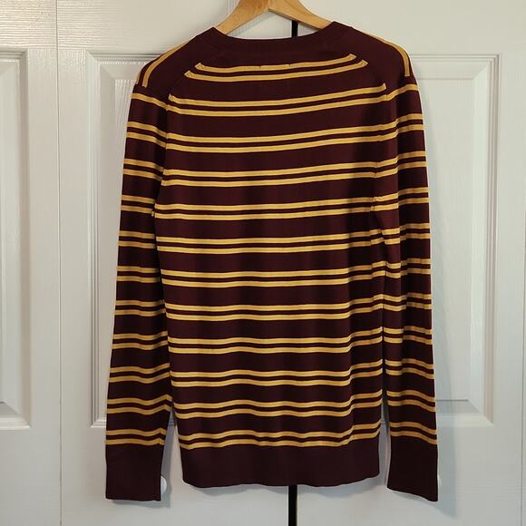 Abercrombie & Fitch Men's Burgundy & Gold Pima Cotton Long Sleeve Sweater SM Y2K - Picture 2 of 9